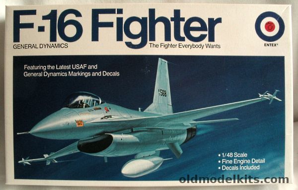 Entex 1/48 General Dynamics F-16 Fighting Falcon - Demonstrator or Early USAF Markings, 8523 plastic model kit